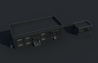 仓库,办公楼+休息室3D模型