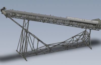钢架支撑带式输送机3D数模图纸 STEP格式