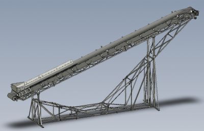 钢架支撑带式输送机3D数模图纸 STEP格式