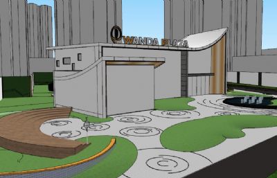 万达广场景观设计图skp模型