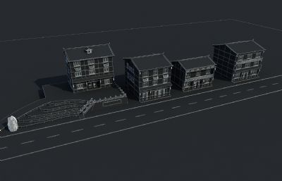 红岩山庄,美丽乡村别墅,农村改造自建房3D模型