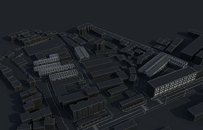 锅炉厂厂房办公楼,职工宿舍3D模型