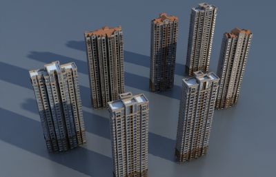 欧式住宅,高层小区住宅3D模型