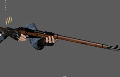 俄式莫辛纳甘步枪,M1891步枪游戏道具3dmaya模型