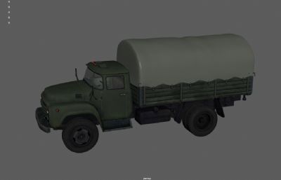 军用卡车,大解放部队车辆 ,运兵车,重型卡车3dmaya模型