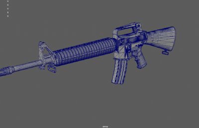 m16a2突击步枪,战术版M4卡宾枪游戏道具3dmaya模型