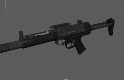 MP5冲锋枪,自动步枪3dmaya模型