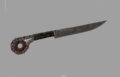 生锈的链式刀片,小刀 匕首游戏道具3dmaya模型