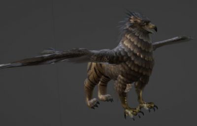三款狮鹫,虎身鹰头怪3D模型,FBX格式