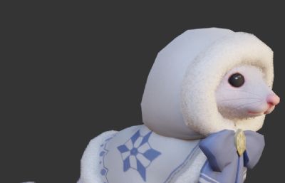 雪雕,白鼬萌宠3D模型,FBX格式,带两款皮肤
