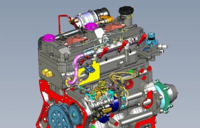 内燃机,内燃机发动机3D数模图纸,STP格式(网盘下载)