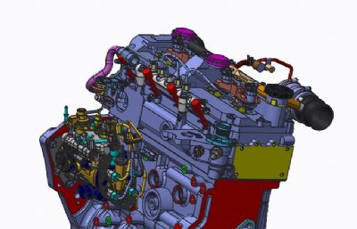 内燃机,内燃机发动机3D数模图纸,STP格式(网盘下载)