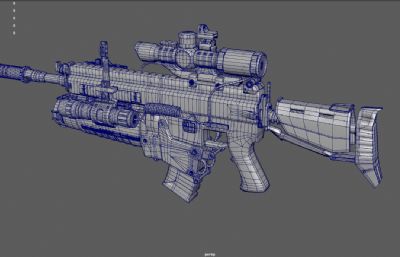 科幻突击步枪 ,科幻机枪,未来武器3dmaya模型