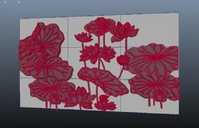 荷花,莲花浮雕maya模型,OBJ格式