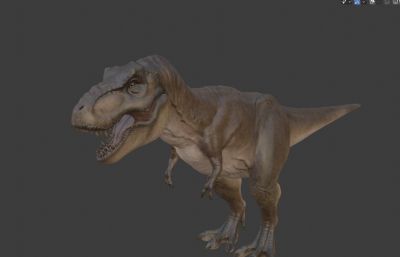 Tyrannosaurus暴龙,霸王龙blender模型,多套皮肤