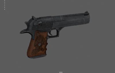 沙漠之鹰手枪,马格南手枪游戏道具低模3dmaya模型