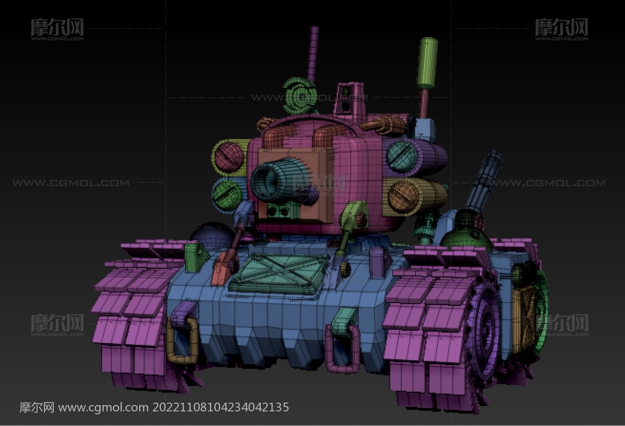 机械小坦克zbrush模型,ztl格式,零件分开