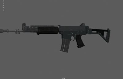 改装版AK突击步枪3dmaya游戏道具模型