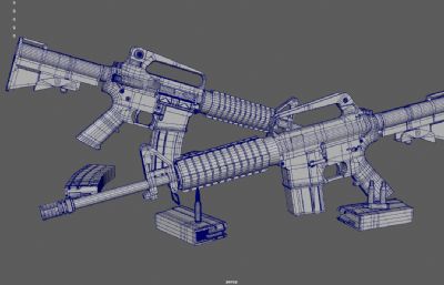 M4卡宾枪,M4突击步枪组合3dmaya游戏道具模型