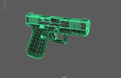 格洛克手枪,P250紧凑型手枪游戏道具3dmaya模型,塌陷文件