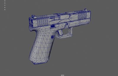 格洛克手枪,P250紧凑型手枪游戏道具3dmaya模型,塌陷文件
