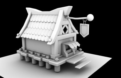 古代房子,Q版房子maya模型