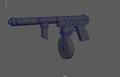 游戏里的轻机枪道具3dmaya模型,已塌陷