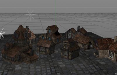 低模村庄小镇FBX模型,贴图全(网盘下载)