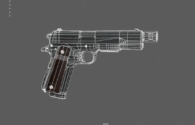伯莱塔M9手枪,M1911A1手枪道具3dmaya模型