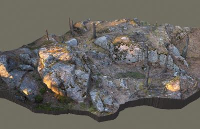 山区岩石地形写实模型