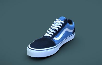 蓝色板鞋,滑板鞋写实模型