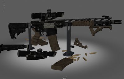 AR15 突击步枪沙漠涂装道具展示