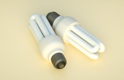 U型节能灯 电灯泡 灯管C4D模型