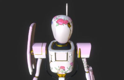玫瑰瓷器机器人3D模型