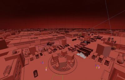 工厂货物运输 室外停车场 货车场景3D模型
