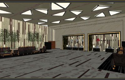 酒店大堂,大厅 饭店大堂 酒店前台接待中心3D模型