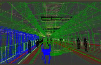 隧道城市轨道交通,地铁进站动画3D模型