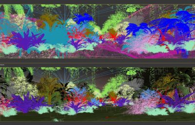 自然生态大树,原始森林场景3D模型