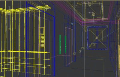 豪华电梯间 小区住宅电梯3D模型