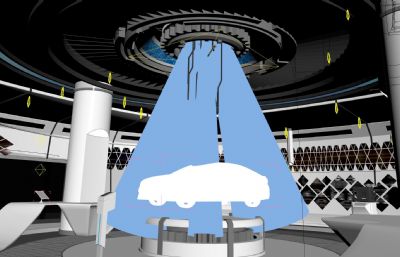 全息汽车投影室科技展台 虚拟汽车科幻模块化 未来大厅ARVR科技展示