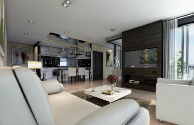会客厅 高档沙发 现代风格客厅场景3D模型