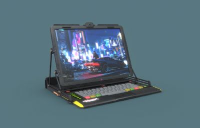 赛博朋克风格笔记本电脑平板FBX模型