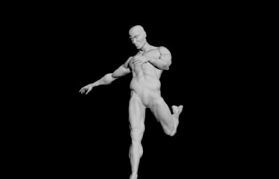 运动姿势的男人体素模OBJ模型
