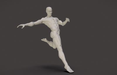 运动姿势的男人体素模OBJ模型
