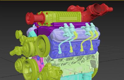 涡轮增压发动机3D模型