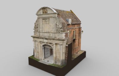 欧式砖房 教堂OBJ模型