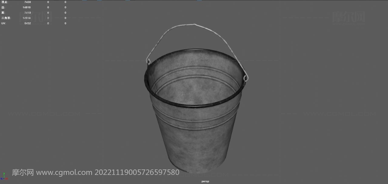水桶 老式铁皮桶 油漆桶 锈迹铁桶3dmaya模型