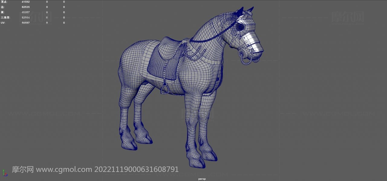 中世纪马匹 古代游戏战马 汗血宝马3dmaya模型