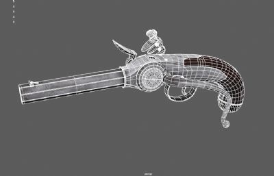 燧石火枪 西洋火枪 老式火枪3dmaya模型