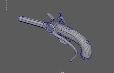 燧石火枪 西洋火枪 老式火枪3dmaya模型